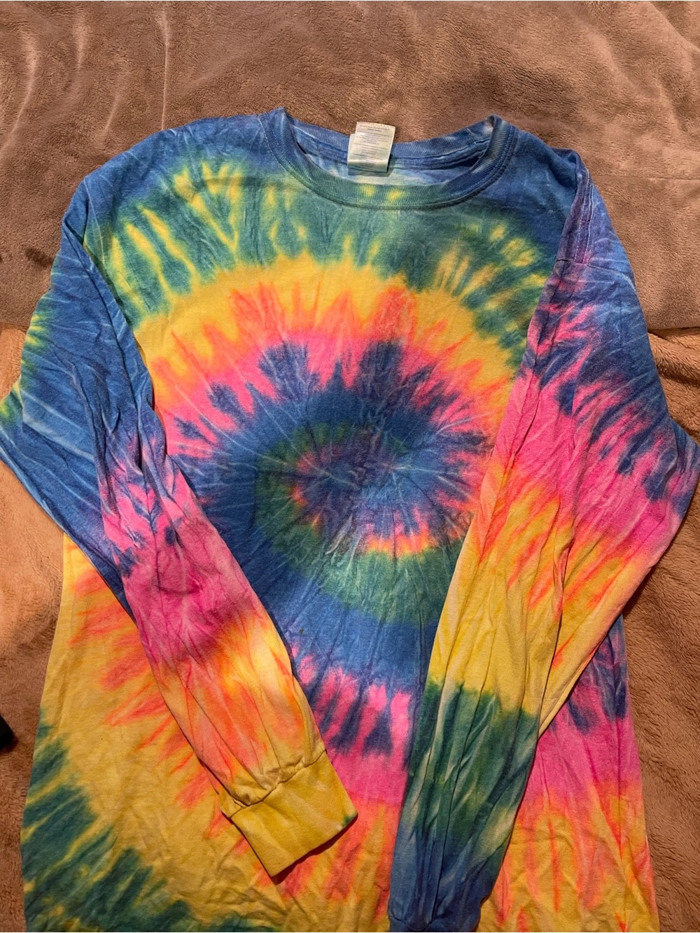Gildan Long Sleeve Tie-Dye Tee - Blue, Pink, Yellow, Green